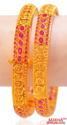 22Kt Gold Antique Kadas (2 Pcs) ( Antique Bangles )