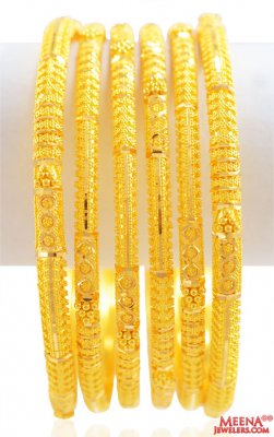 22K Gold Bangles Set (6Pcs) ( Set of Bangles )