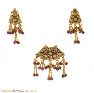 Gold Pendant Set (Antique finished) ( Antique Pendant Sets )