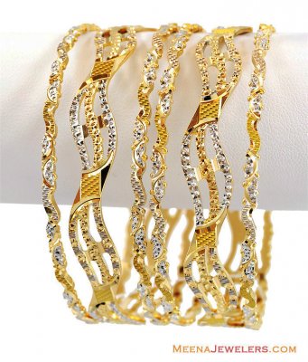 22K Designer Rhodium Laser Bangles  ( Set of Bangles )