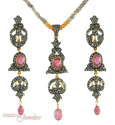 Diamond Victorian Pendant Set ( Diamond Victorian Jewelry )