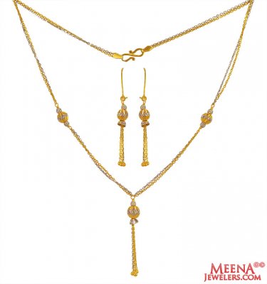 22K Gold Two Tone Necklace Set ( 22 Kt Gold Sets )