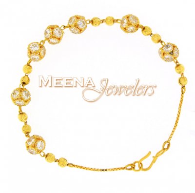 22kt Yellow Gold Bracelet with CZ (Cubic Zircon) ( Ladies Bracelets )