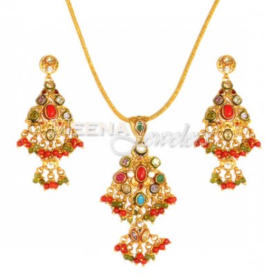 22 Kt Antique Gold Pendant Set ( Antique Pendant Sets )