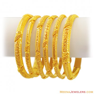 22k Yellow Gold Bangles Set(6 Pcs) ( Set of Bangles )