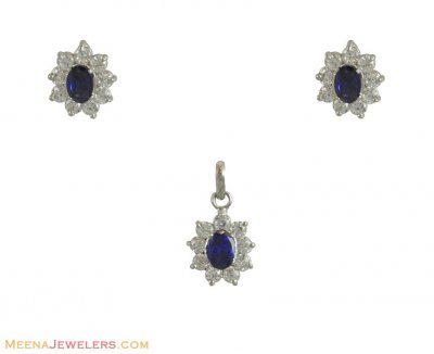 Fancy Pendant Set (White Gold) ( White Gold Pendant Sets )