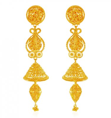 22 Karat Gold Jhumki Earrings ( Exquisite Earrings )