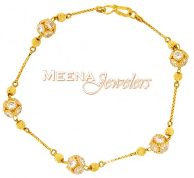 22kt Yellow Gold Bracelet with CZ (Cubic Zircon) ( Ladies Bracelets )