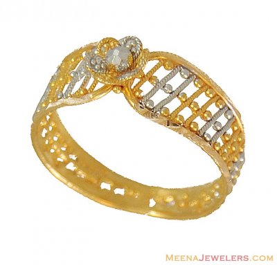 22K Fancy Two Tone Ring ( Ladies Gold Ring )