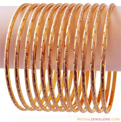 Fancy 22K Two Tone Bangles (4 PC) ( Set of Bangles )