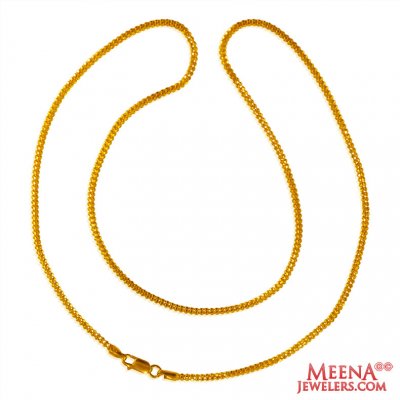 22K Yellow Gold Plain Chain(18inch) ( Plain Gold Chains )