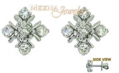 18Kt Gold White Gold Genuine Diamond Earrings ( Diamond Earrings )