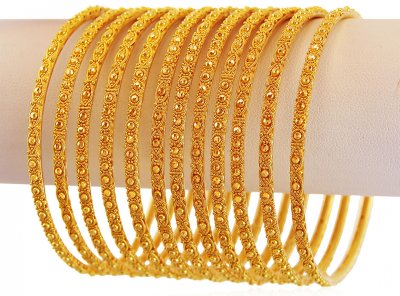 Filigree 22K Bangles Set (12Pcs) ( Set of Bangles )