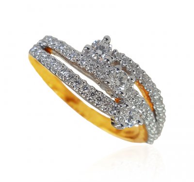 18KT Gold Diamond Ring for Ladies ( Diamond Rings )