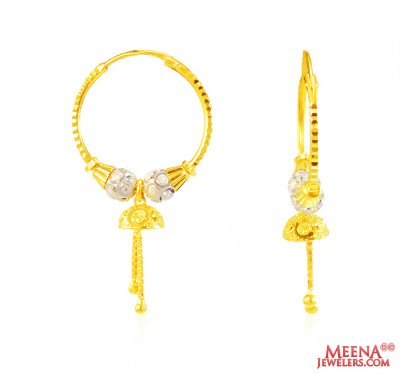 22Kt Gold Two Tone Hoop Earrings ( Hoop Earrings )