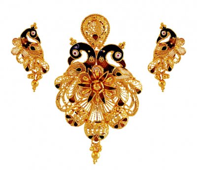 Designer Peacock Pendant Set 22k  ( Gold Pendant Sets )