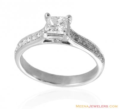 Solitaire Ring 18 K White Gold ( Diamond Rings )