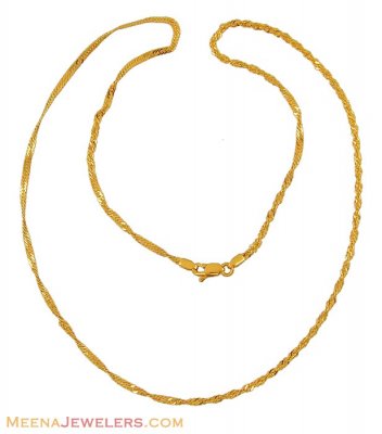 22K Disco Gold Chain (18 Inch) ( Plain Gold Chains )