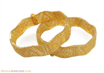 22K Gold Filigree Wavy Kadas(2 Pcs) ( Kadas )