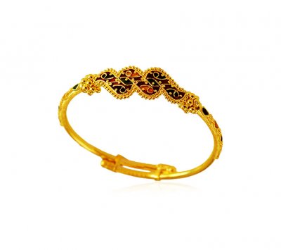 22 Karat Gold Meenakari Baby Kadas ( Baby Bangles )