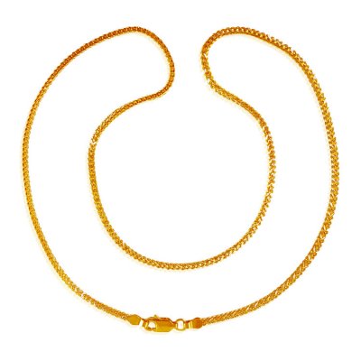 22KT Gold Two Tone Box Chain ( Plain Gold Chains )