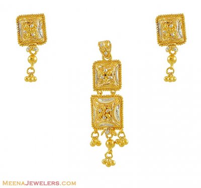 22Kt Gold Pendant Set(Two Tone) ( Gold Pendant Sets )