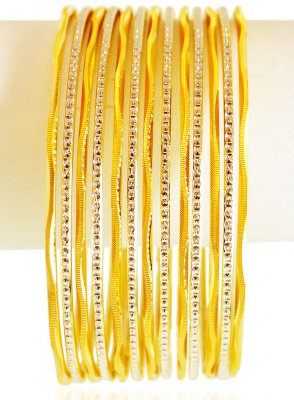 22 Karat Gold Two Tone Bangles Set ( Set of Bangles )