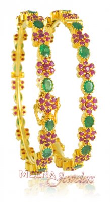 22K Ruby and Emerald Bangles ( Precious Stone Bangles )