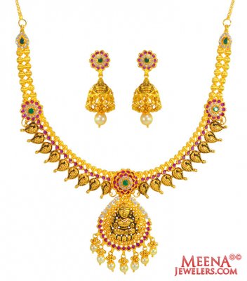 22 Kt Gold Antique Necklace Set ( Antique Necklace Sets )