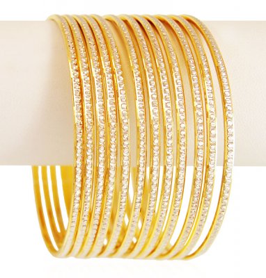 Gold Two Tone Bangles (6 PC) ( Set of Bangles )