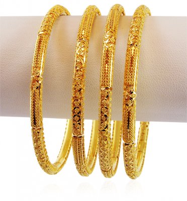 22k Filigree Pipe Bangles (4PC) ( Set of Bangles )