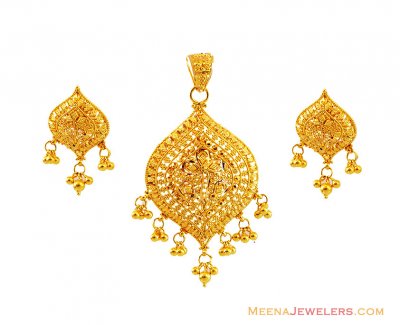 22K Filigree Gold Pendant Set  ( Gold Pendant Sets )