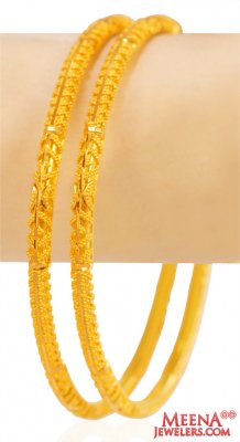 22Kt Gold Fancy Bangles (2 pc) ( Gold Bangles )