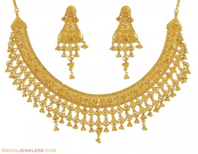 22K Gold Polki Necklace Set ( 22 Kt Gold Sets )