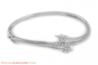 18k White gold kada (bangle) ( Stone Bangles )