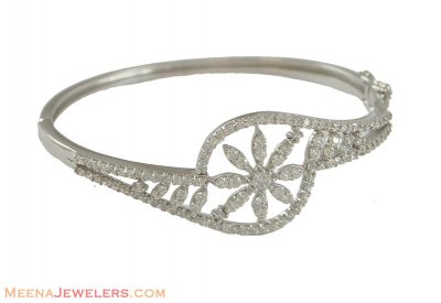  White Gold Cz Bangle (18kt) ( Stone Bangles )