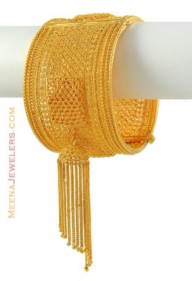 Gold Wide Kada with Chandelier ( Kadas )