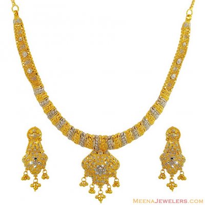 22k 2 Tone Necklace Set  ( 22 Kt Gold Sets )