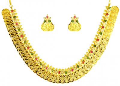 22kt Gold Long Kasu Mala (Set) ( 22 Kt Gold Sets )