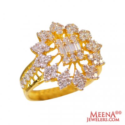 22Kt Gold and CZ Designer Ring ( Ladies Signity Rings )