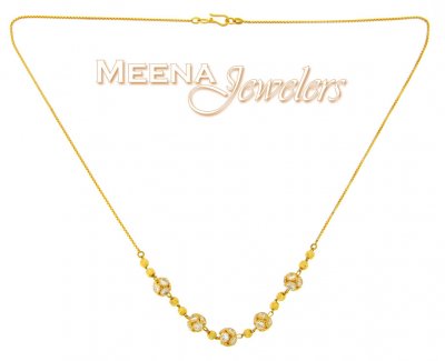 22kt Gold Chain (Necklace) with CZ ( Necklace with Stones )