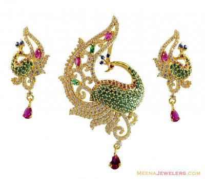 22k Exclusive Peacock Pendant Set ( Fancy Pendant Set )