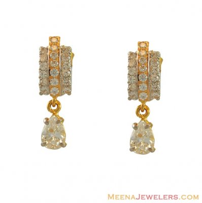 22Kt TwoTone CZ Earrings ( Signity Earrings )