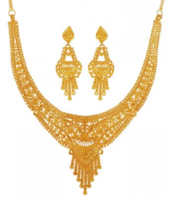 22K Yellow Gold Necklace Set ( 22 Kt Gold Sets )