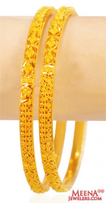 22Kt Gold Fancy Bangles (2 pc) ( Gold Bangles )