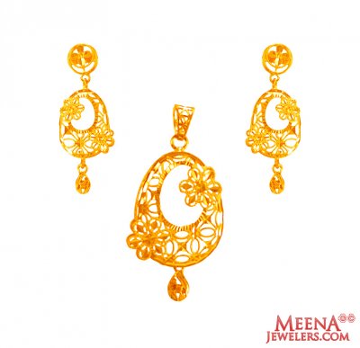 22Kt Gold Fancy Pendant Set ( Fancy Pendant Set )