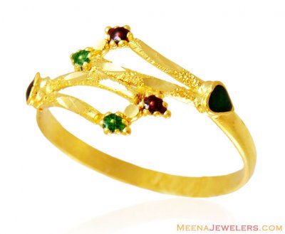 22k Fancy Meena Ladies Ring ( Ladies Gold Ring )