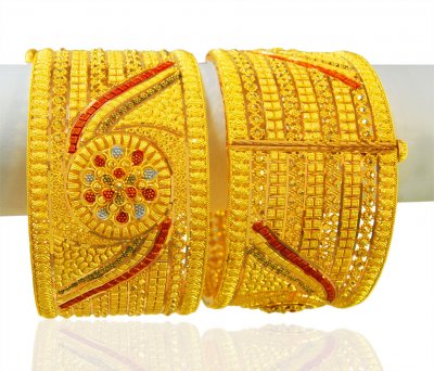 22Kt Gold Three Tone Kada (Pair) ( Kadas )