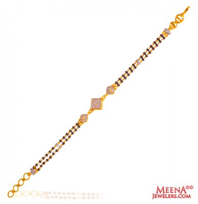 22 Kt Gold Black Beads CZ Bracelet ( Ladies Bracelets )