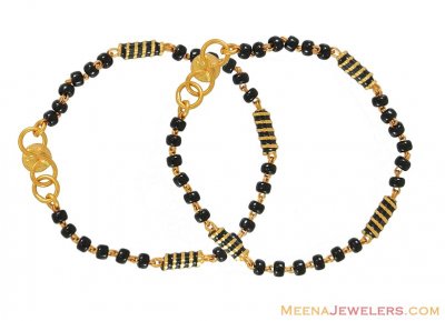 22k Gold baby bracelets ( Black Bead Bracelets )